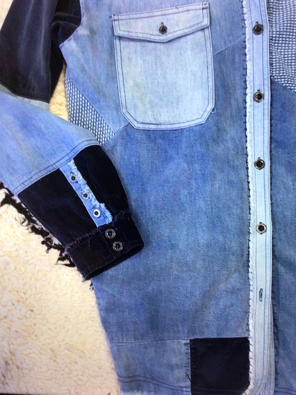 We The Free Patchwork Light Blue Denim Shirt Jacket - Picture 4 of 9